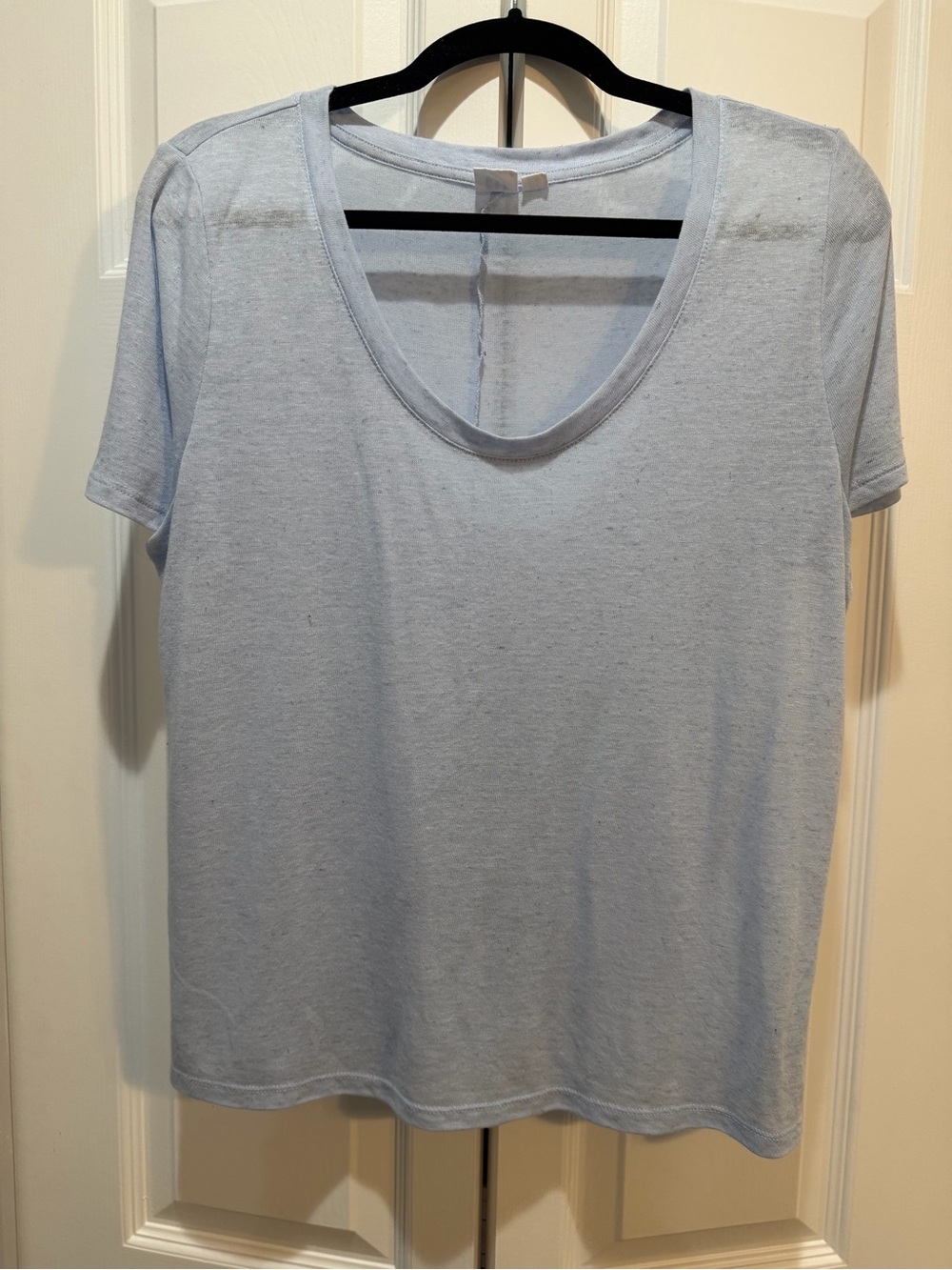 GAP Women’s Scoop Neck Linen Short Sleeve Top - Baby Blue Size M